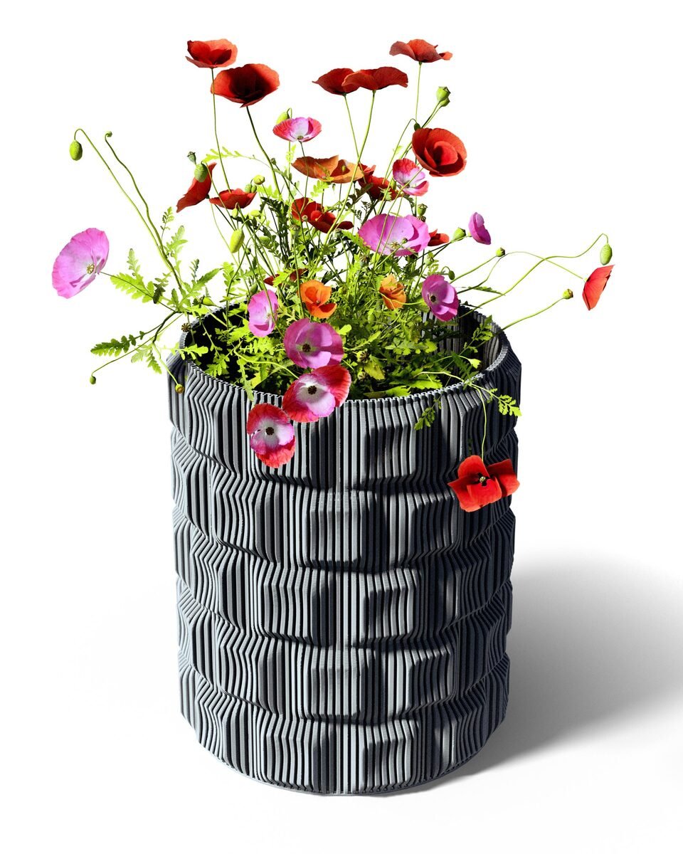 Ribbed Column Vase, 3D Printed Sculptural Home Decor