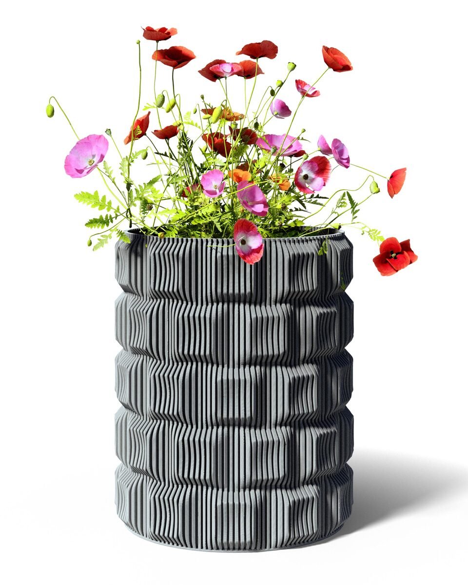 Ribbed Column Vase, 3D Printed Sculptural Home Decor