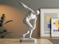Discobolus Statue Lamp, 3D Printed Push-Switch Sculpture Light