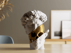Golden Skull David Bust Sculpture, 3D Printed Home Decor