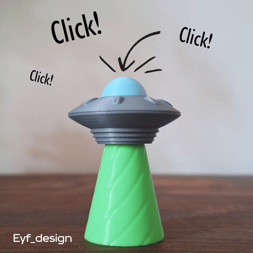 UFO Clicker Fidget Toy, 3D Printed Alien Desk Toy
