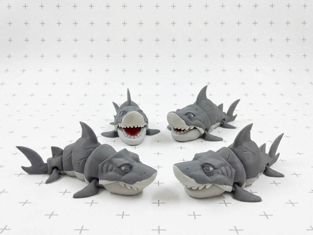 Articulated Shark Fidget Toy, 3D Printed Flexi Shark