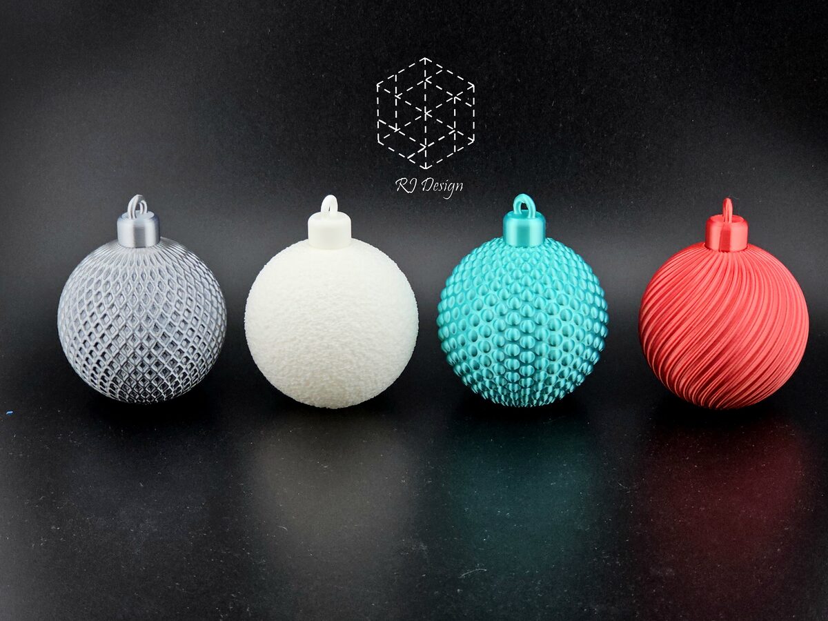 4 Bauble Set  (Dotted, Spiral, Lattice, Fuzzy Skin)