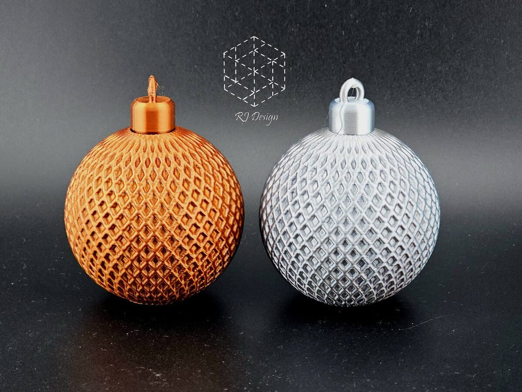 Textured Christmas Bauble Set, 3D Printed Ornaments (Set of 4)