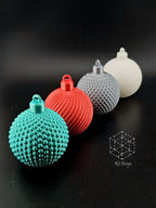 Textured Christmas Bauble Set, 3D Printed Ornaments (Set of 4)