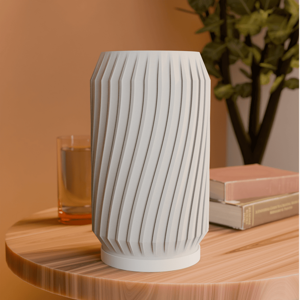 Modern Twist Table Lamp, 3D Printed Spiral Shade