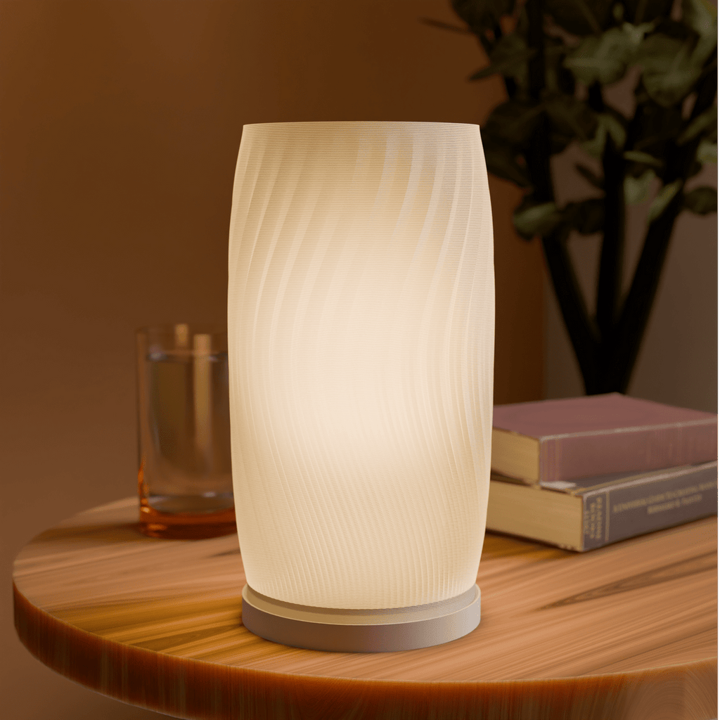 Flow Curve Spiral Table Lamp, 3D Printed Wave Shade