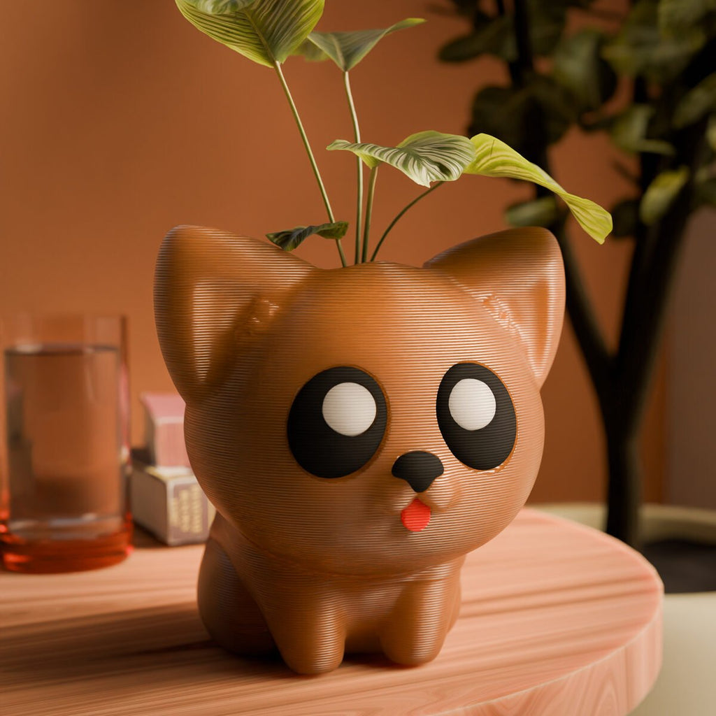 Puppy Planter, 3D Printed Chibi Dog Plant Pot