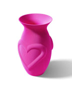 Love Pot Heart Vase, 3D Printed Ribbed Planter