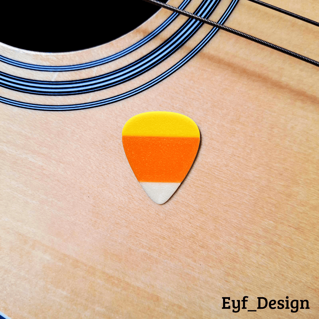 Candy Corn Guitar Pick, 3D Printed Halloween Plectrum