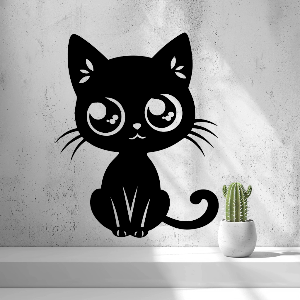 2D Cute Cartoon Cat Wall Art