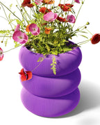 Stacked Ribbed Ring Vase, 3D Printed Sculptural Home Decor