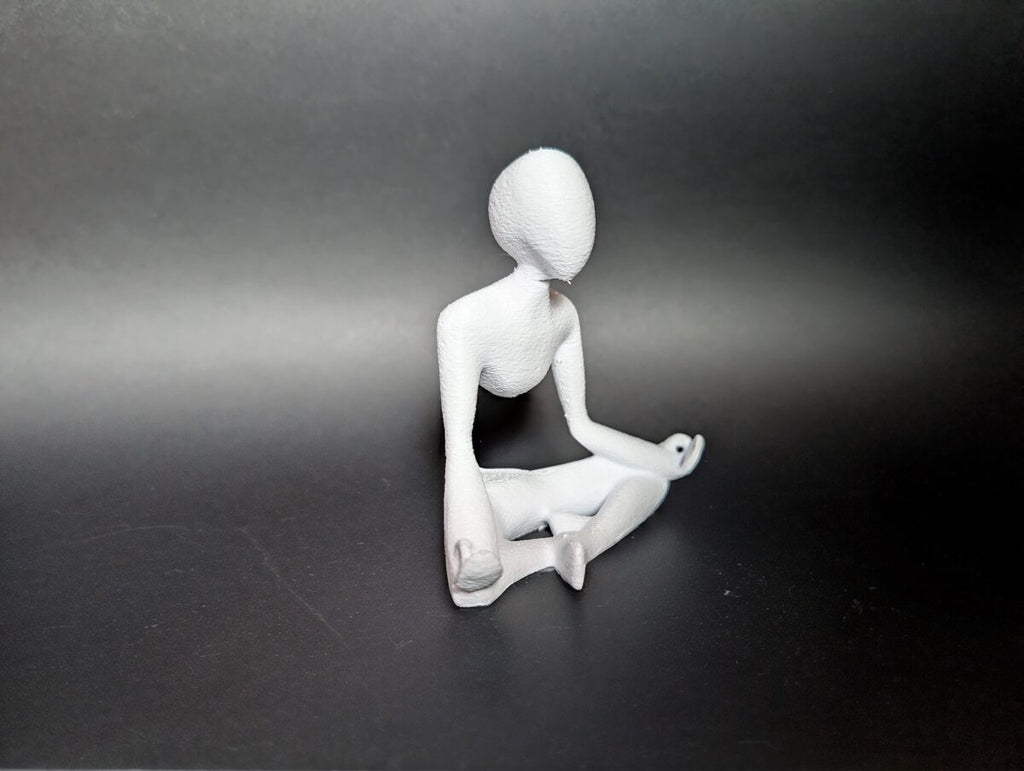 Meditating Figure Business Card Holder, 3D Printed Desk Sculpture