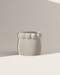 Ribbed Barrel Vase with Bead Trim, 3D Printed Home Decor