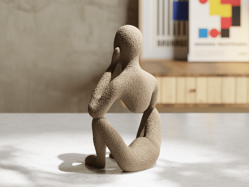 Faceless Introspection Sculpture, 3D Printed Figure Statue