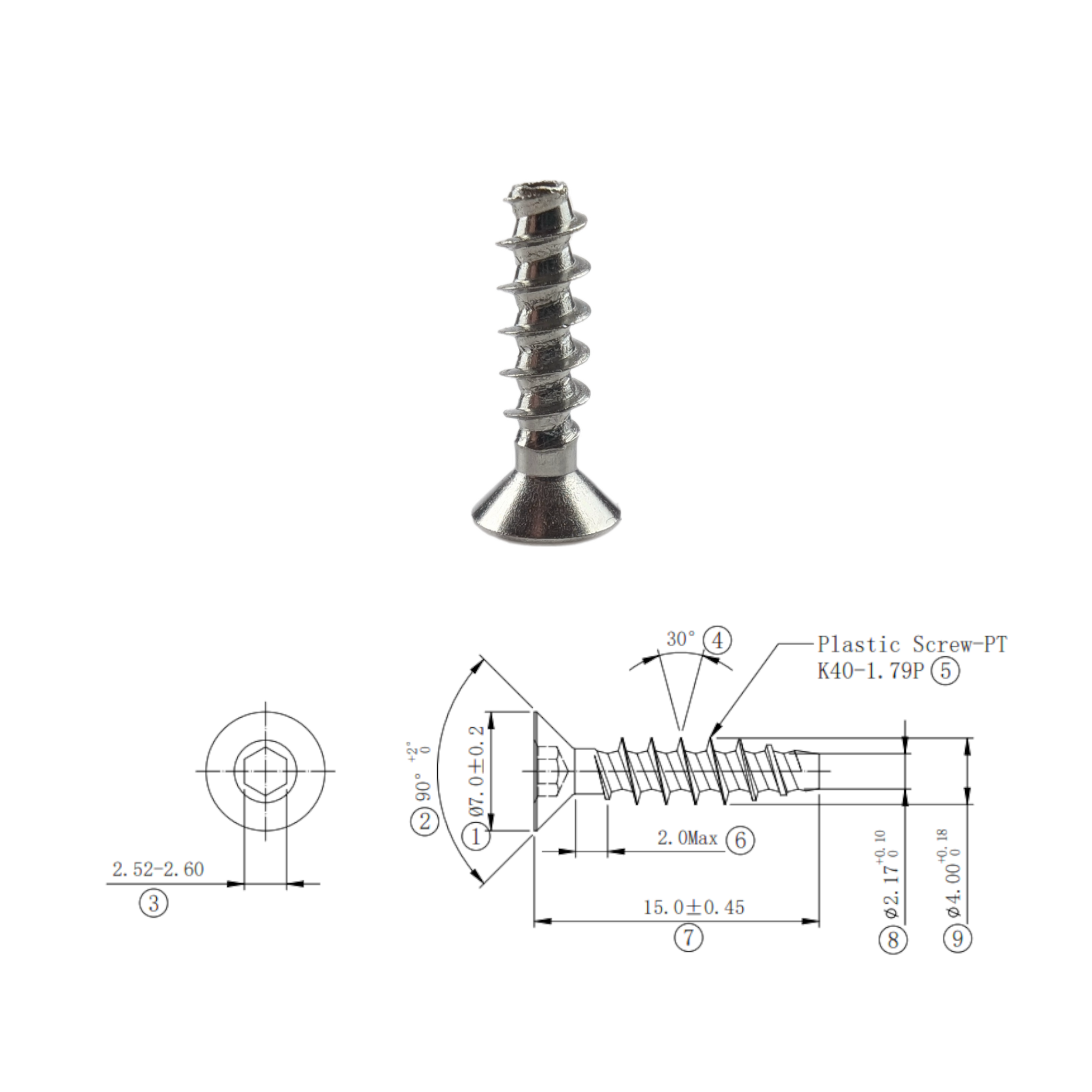 SS304 Thread Forming Screws for Plastics