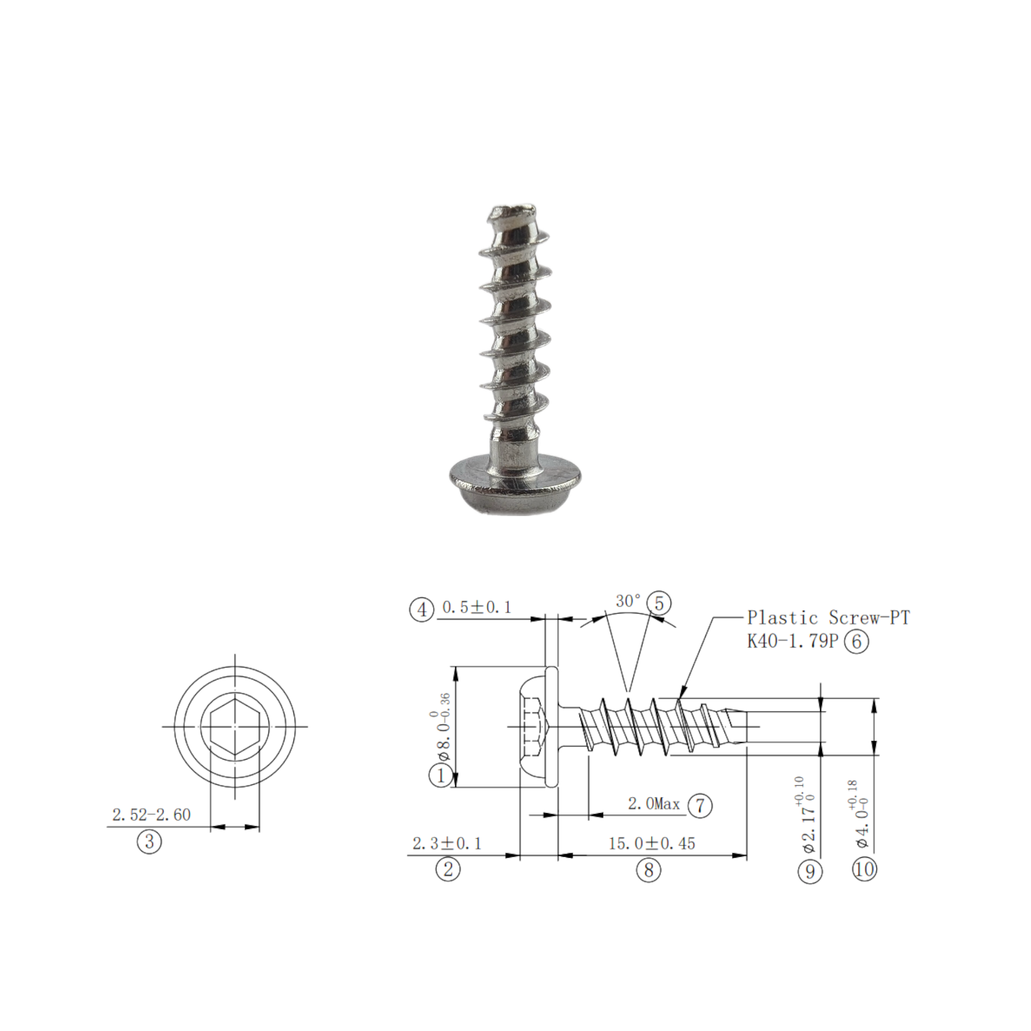 SS304 Thread Forming Screws for Plastics