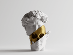 Golden Skull David Bust Sculpture, 3D Printed Home Decor