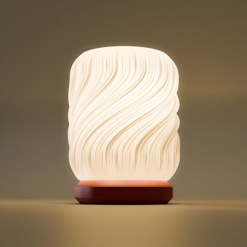 Drift Wave Texture Table Lamp, 3D Printed Sculptural Shade