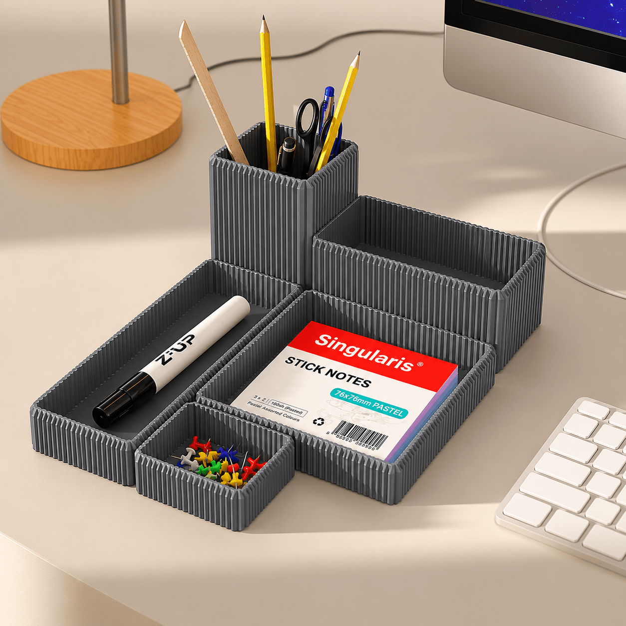 Modular Ribbed Desk Organiser Set - OzFDM