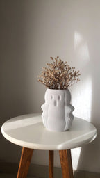 Boo Ghost Ribbed Flower Vase, 3D Printed Halloween Decor