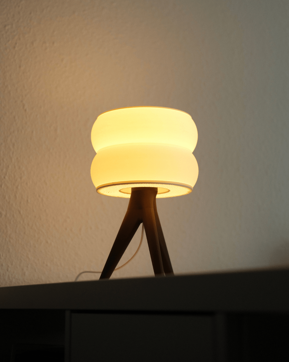 Two-Tier Gyroid Table Lamp, 3D Printed Warm Glow Shade