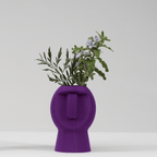 Chubby Dude Moai Face Vase, 3D Printed Ribbed Planter