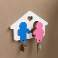 Couples House Key Holder with Character Keychains