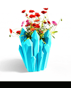Crystal Cluster Vase, 3D Printed Low-Poly Flower Vase