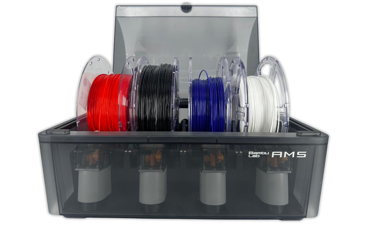 OzFDM PETG Basic spools loaded in a Bambu Lab AMS unit