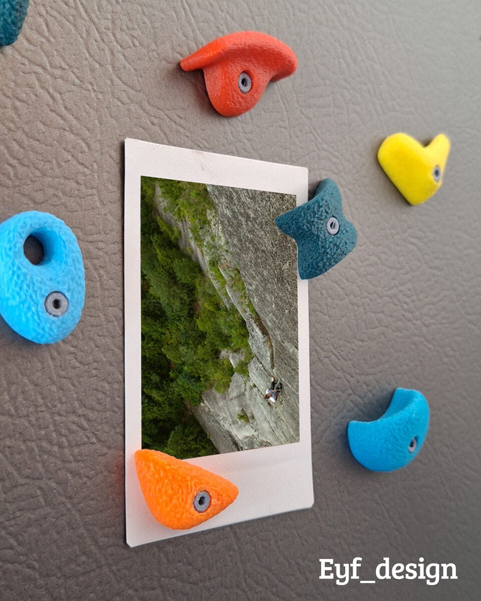 Bouldering Hold Fridge Magnet Set, 3D Printed Climbing Decor