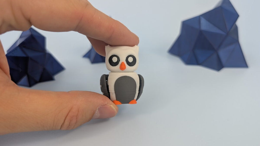 Articulated Snow Owl Keychain, 3D Printed Fidget Figure