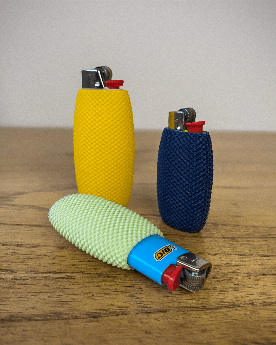Bic Lighter Case, 3D Printed RippleMesh Grip Sleeve