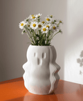Boo Ghost Ribbed Flower Vase, 3D Printed Halloween Decor