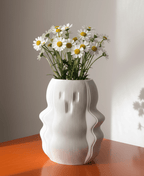 Boo Ghost Ribbed Flower Vase, 3D Printed Halloween Decor