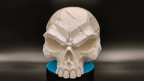 Battle-Scarred Skull Sculpture, 3D Printed Gothic Decor