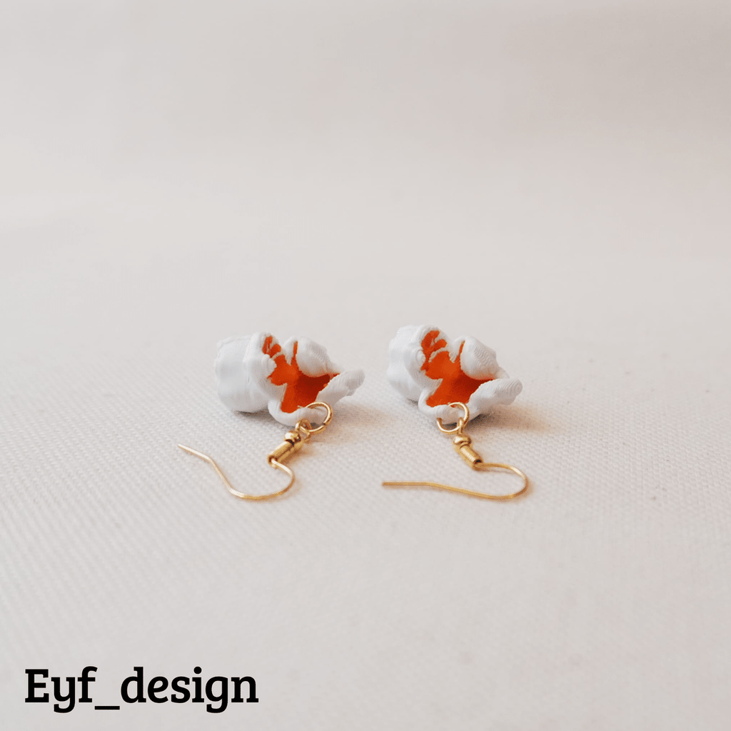 Popcorn Kernel Drop Earrings, Big 3D Printed Novelty Jewelry