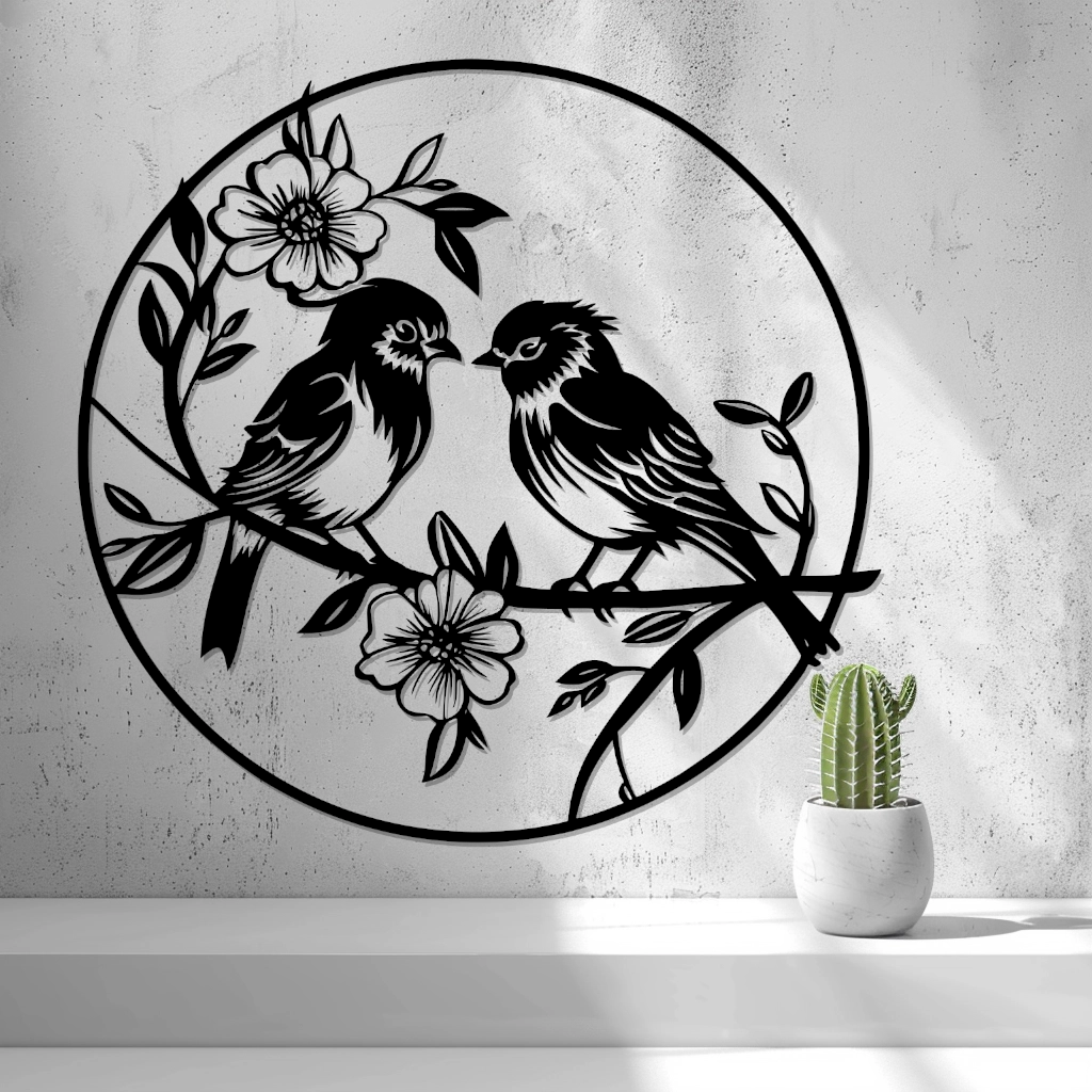 2d Birds With Flowers Wall Art