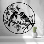 Birds and Blossoms Wall Art, 3D Printed Circle Panel