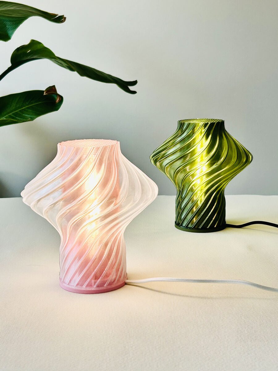 Carla Spiral-Twist Table Lamp, 3D Printed Translucent Shade