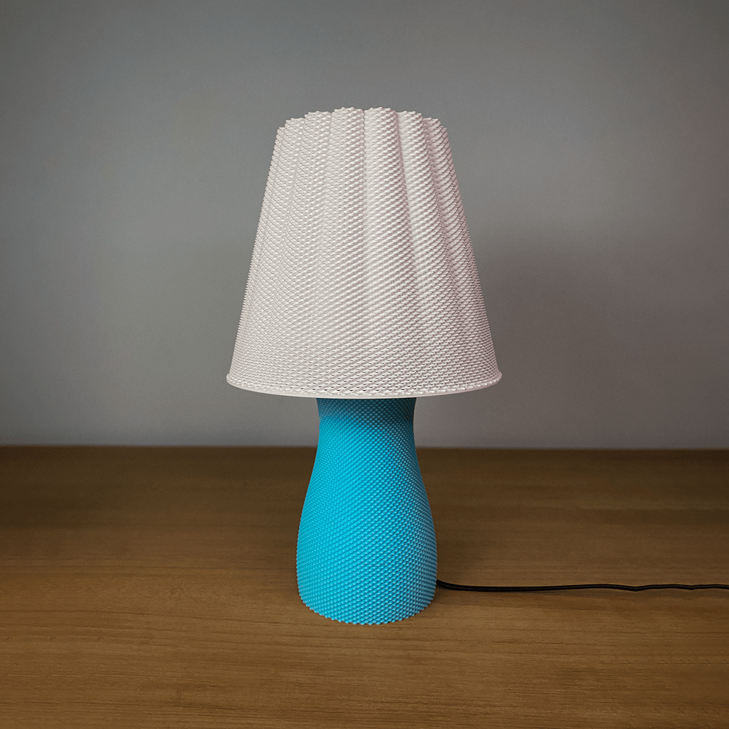 Carmen Table Lamp, 3D Printed Textured Base and Scalloped Shade