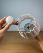 Carmen Table Lamp, 3D Printed Textured Base and Scalloped Shade