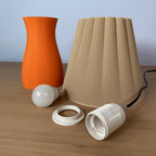 Carmen Table Lamp, 3D Printed Textured Base and Scalloped Shade