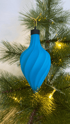 Ripple Spiral Teardrop Christmas Ornament, 3D Printed Bauble