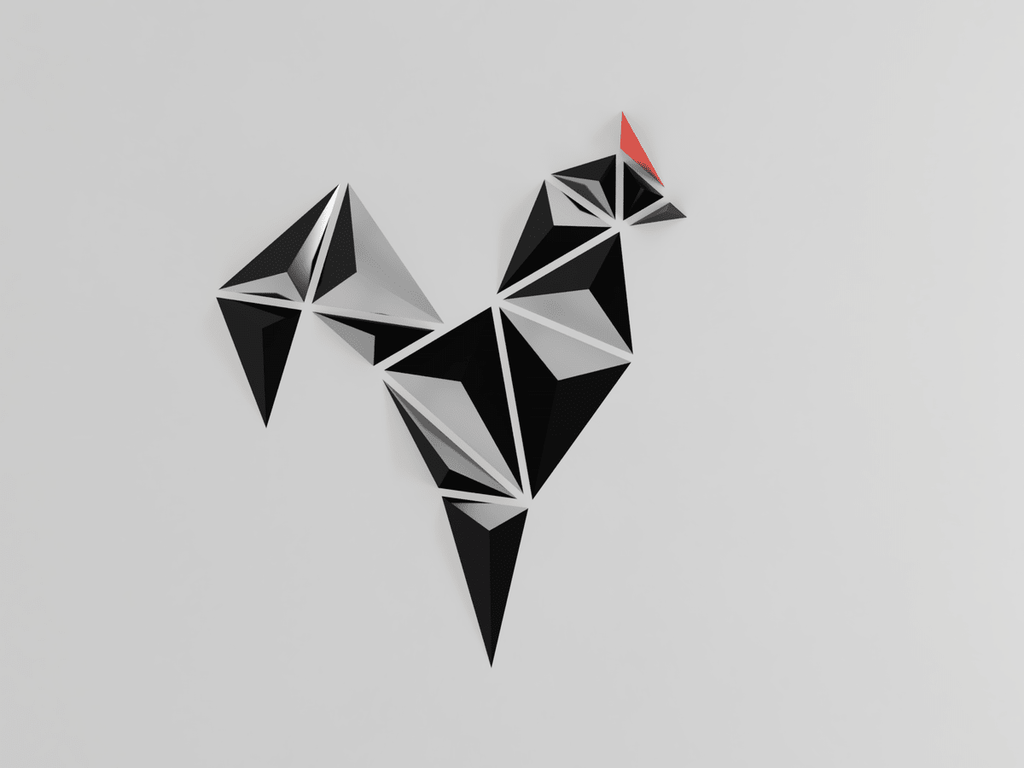 Low-Poly Rooster Wall Art, 3D Printed Panel Sculpture