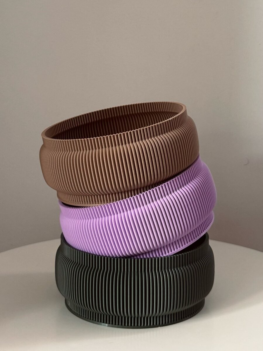 Capri Ribbed Stacking Tray, 3D Printed Fluted Bowl