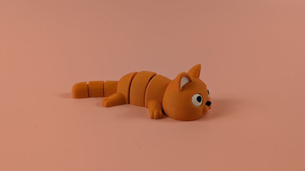 Articulated Cat Keychain, 3D Printed Wiggly Kitty Figure