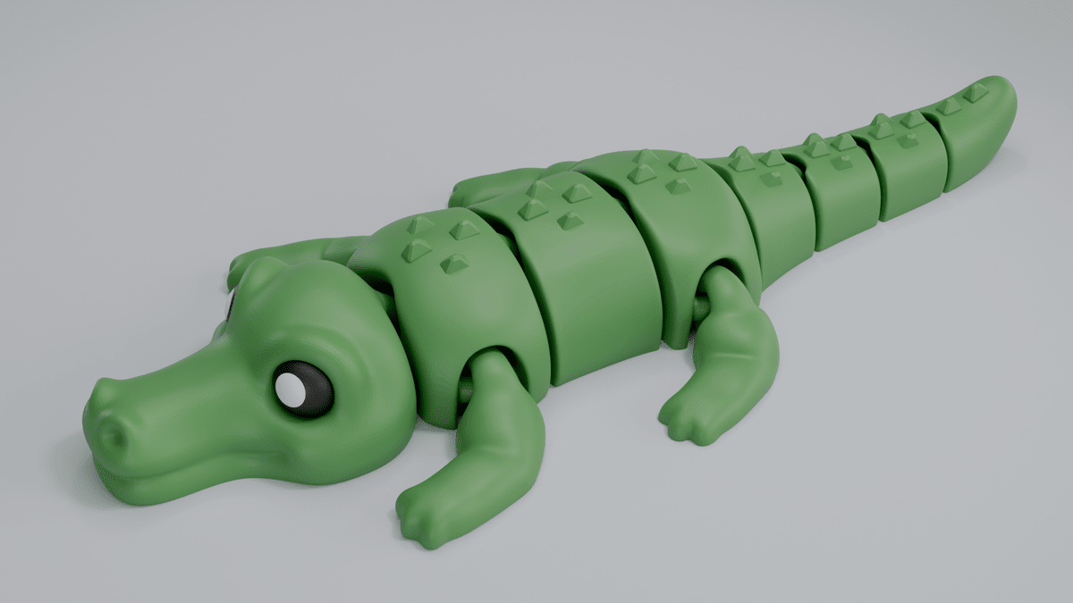 Articulated Crocodile Keychain, 3D Printed Flexi Fidget Toy