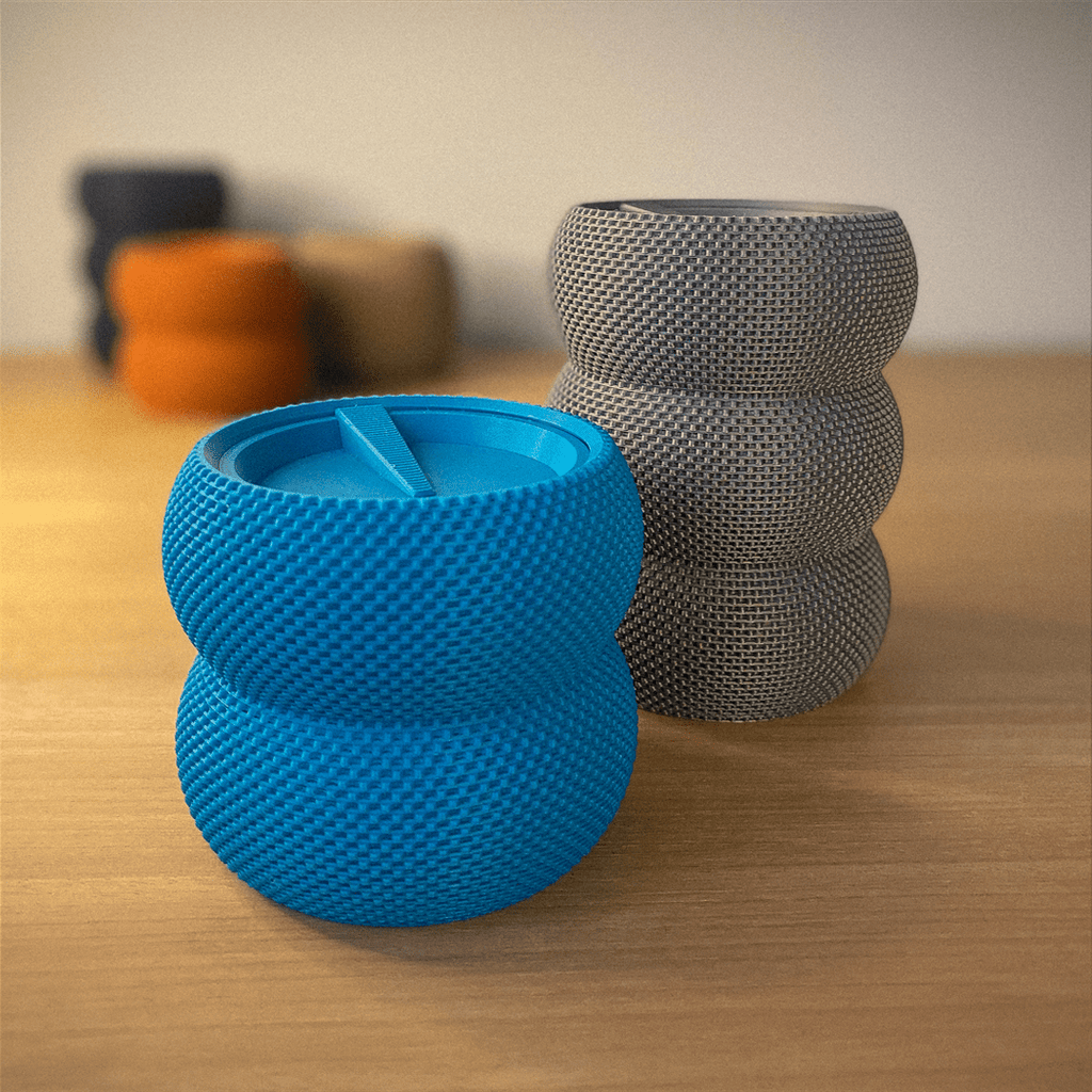 Textured Storage Jar with Screw-On Lid, 3D Printed Desk Container