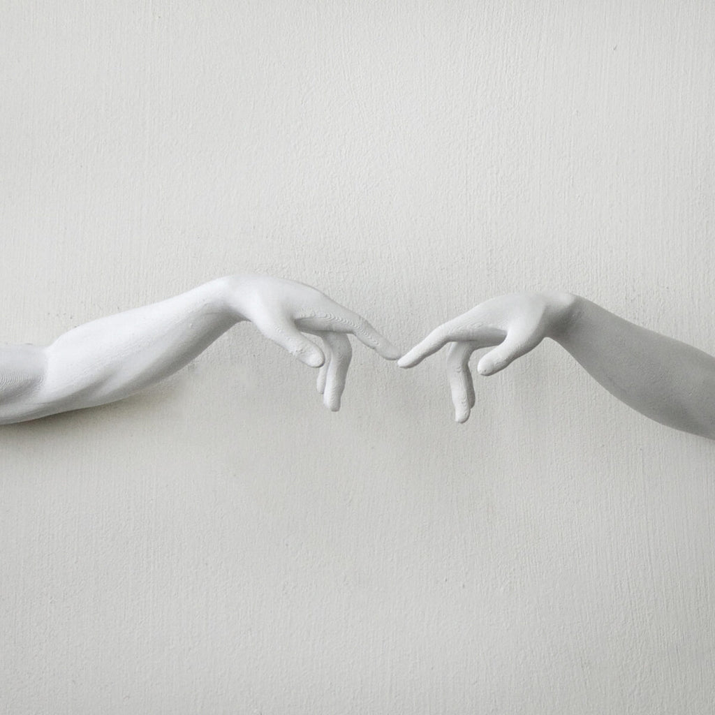 Reaching Hands Wall Sculpture, 3D Printed Sistine Style Art